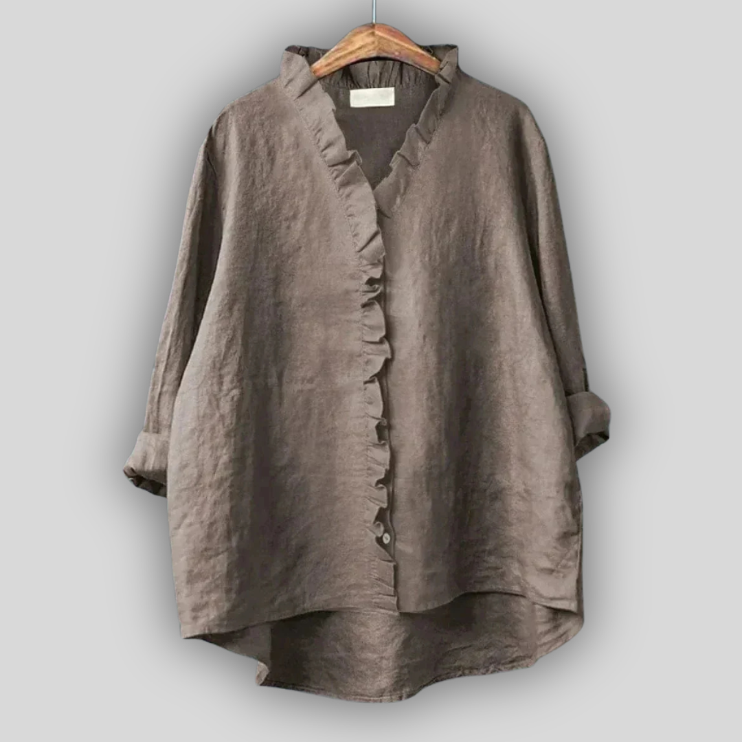 Linen Blouse in Earth Tones