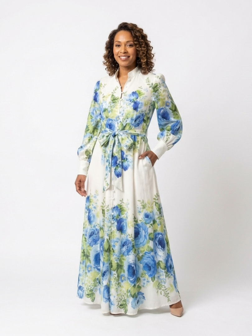 Harper | Long Sleeve Button-Front Maxi Dress