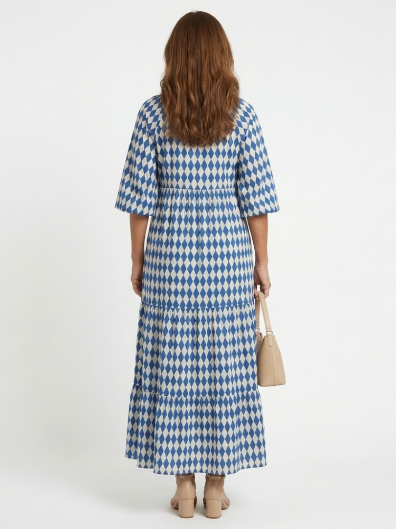 Elodie | Diamond Print Midi Dress