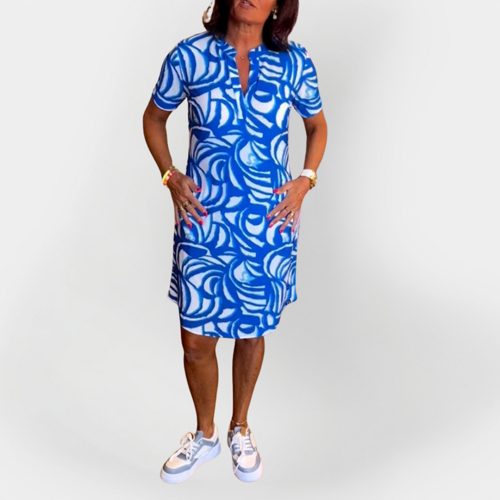 Soft Dress with Pattern and Short Sleeves