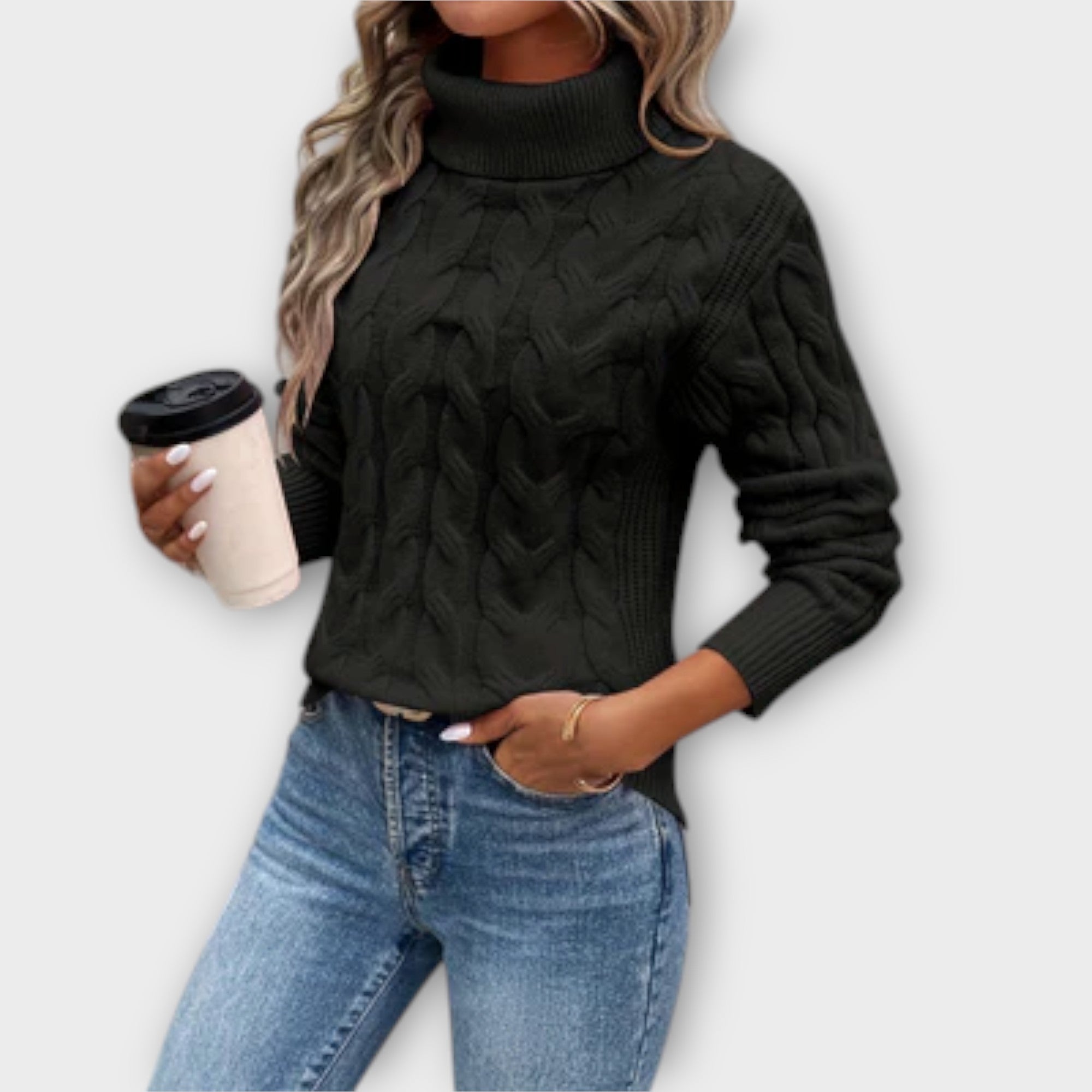 Amelija – Elegant Sweater with a Collar Made of Mesh
