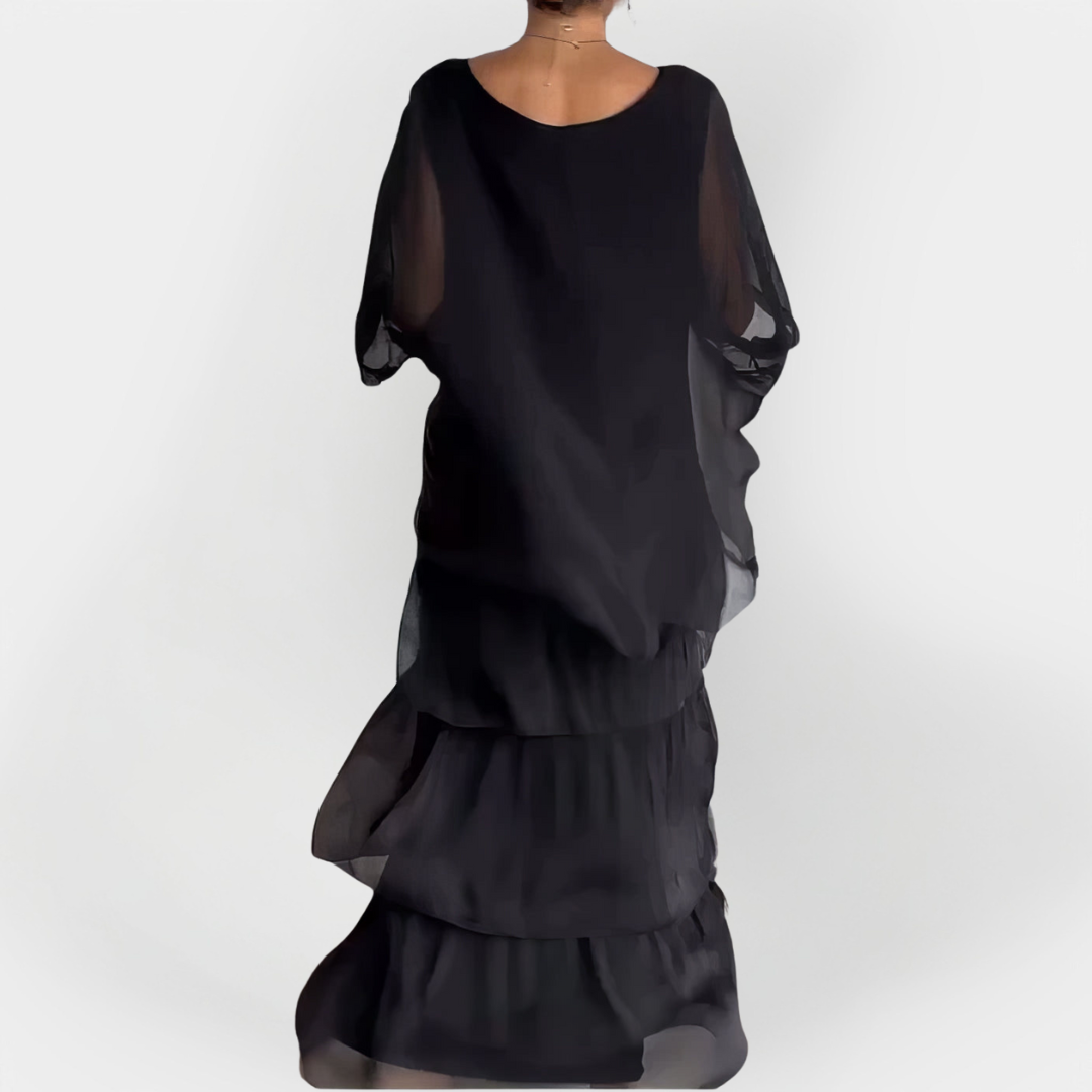 Pleated Dress with Two-Layer Effect