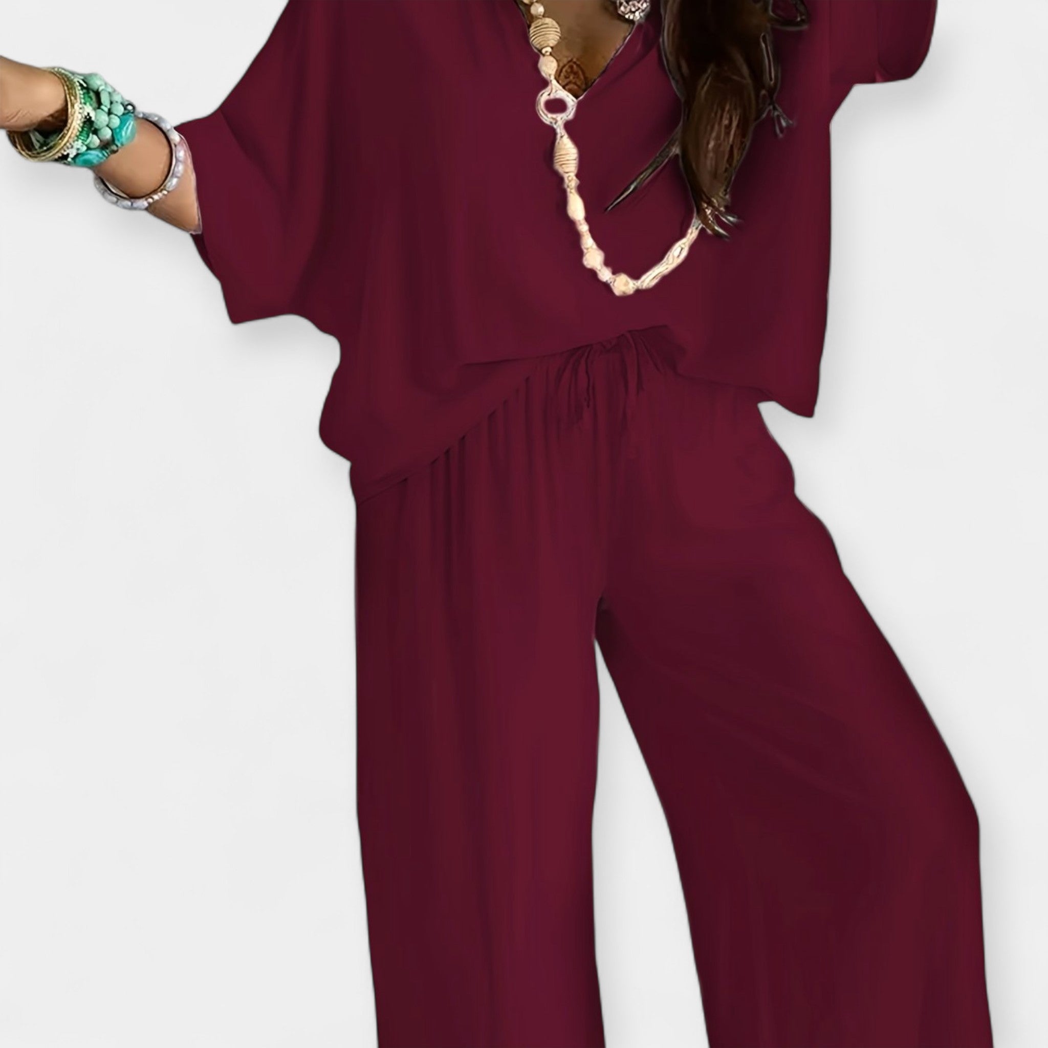 Easy Set with Wide-Leg Pants and Blouse