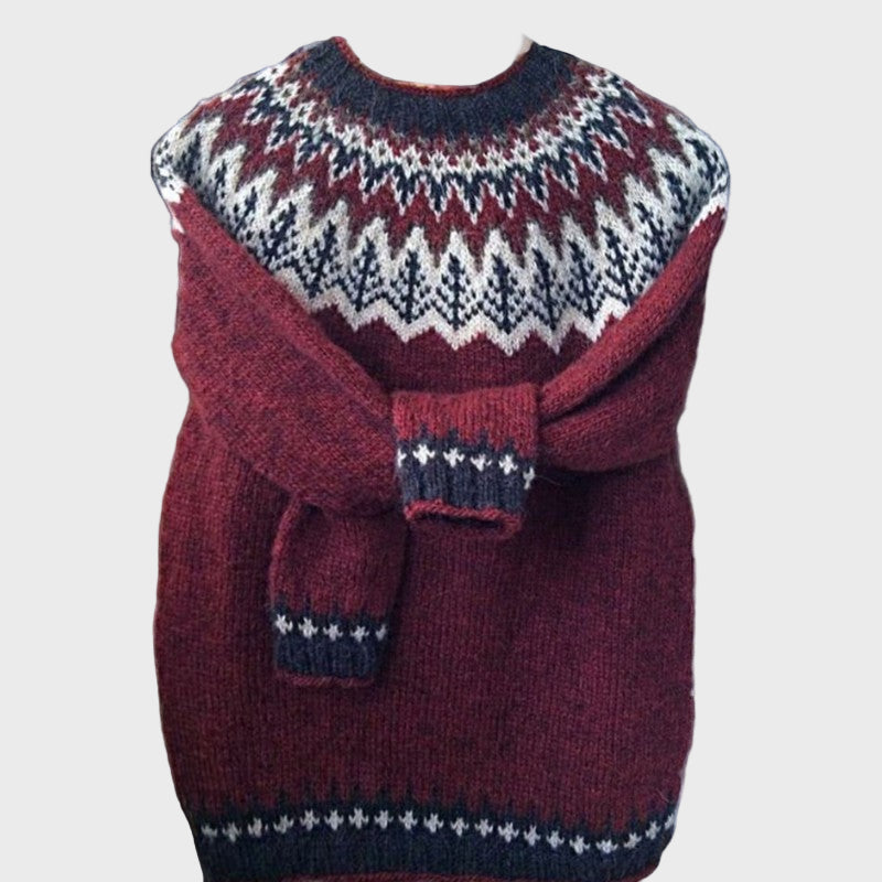 Woven Golf Sweater with Jacquard Pattern