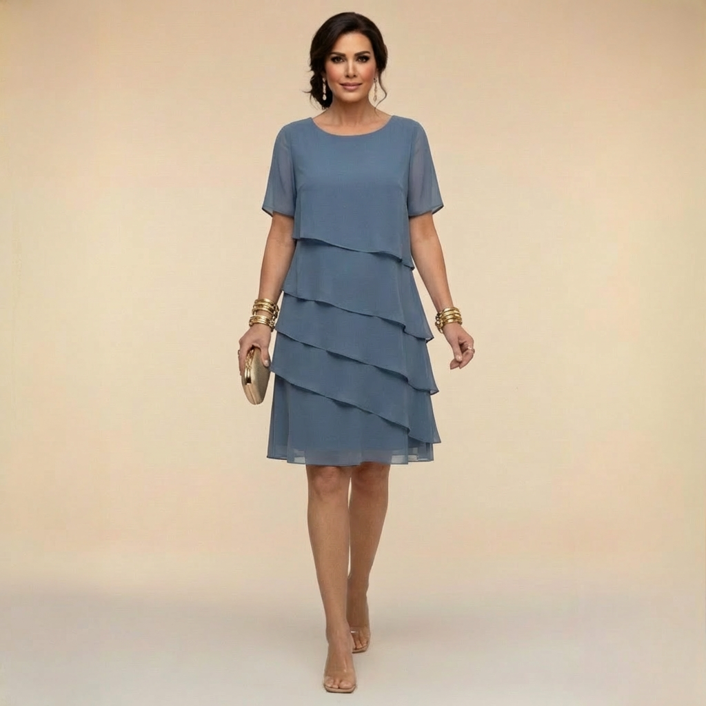Elena - Layered Chiffon Midi Dress