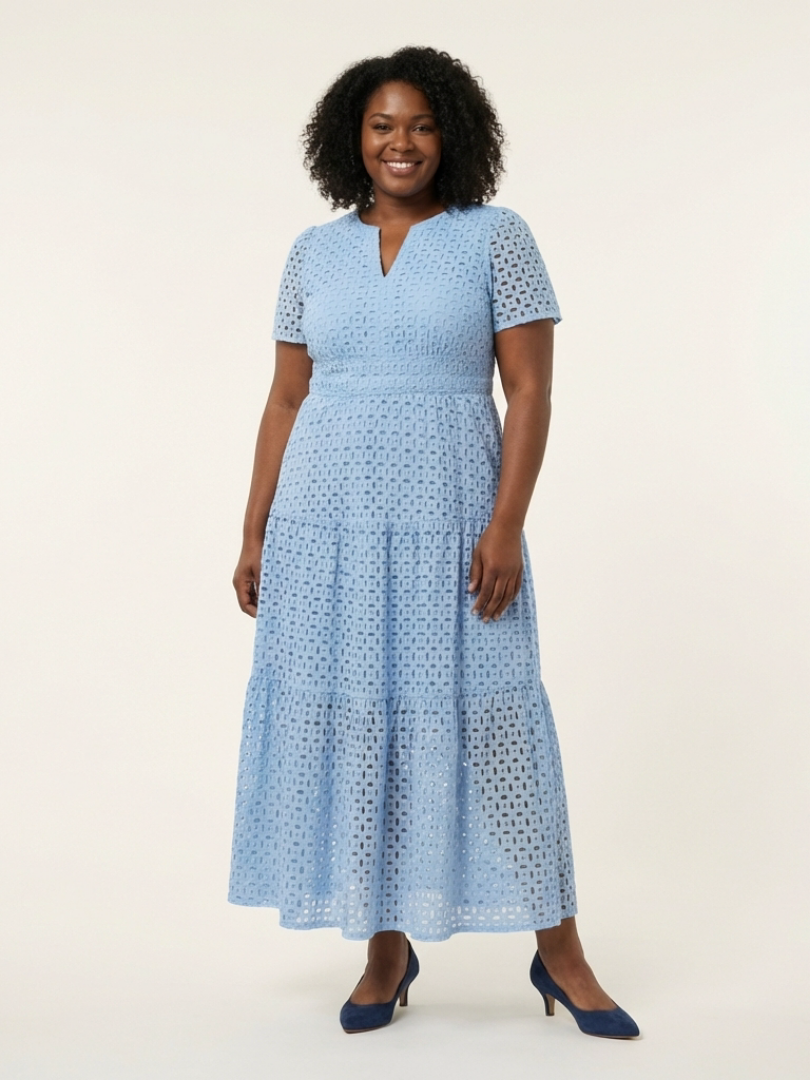 Brielle | V-Neck Short Sleeve Midi Dress