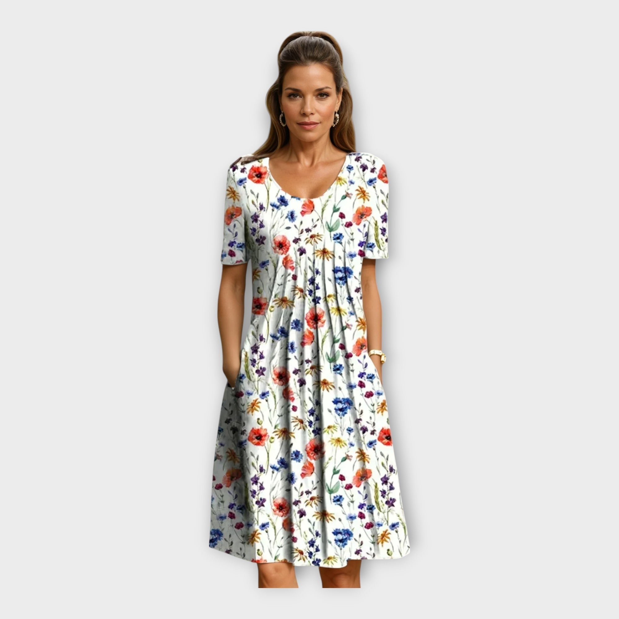 Floral Dress with Short Sleeves