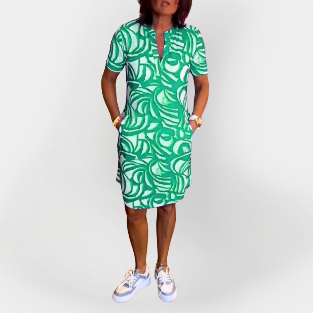 Soft Dress with Pattern and Short Sleeves