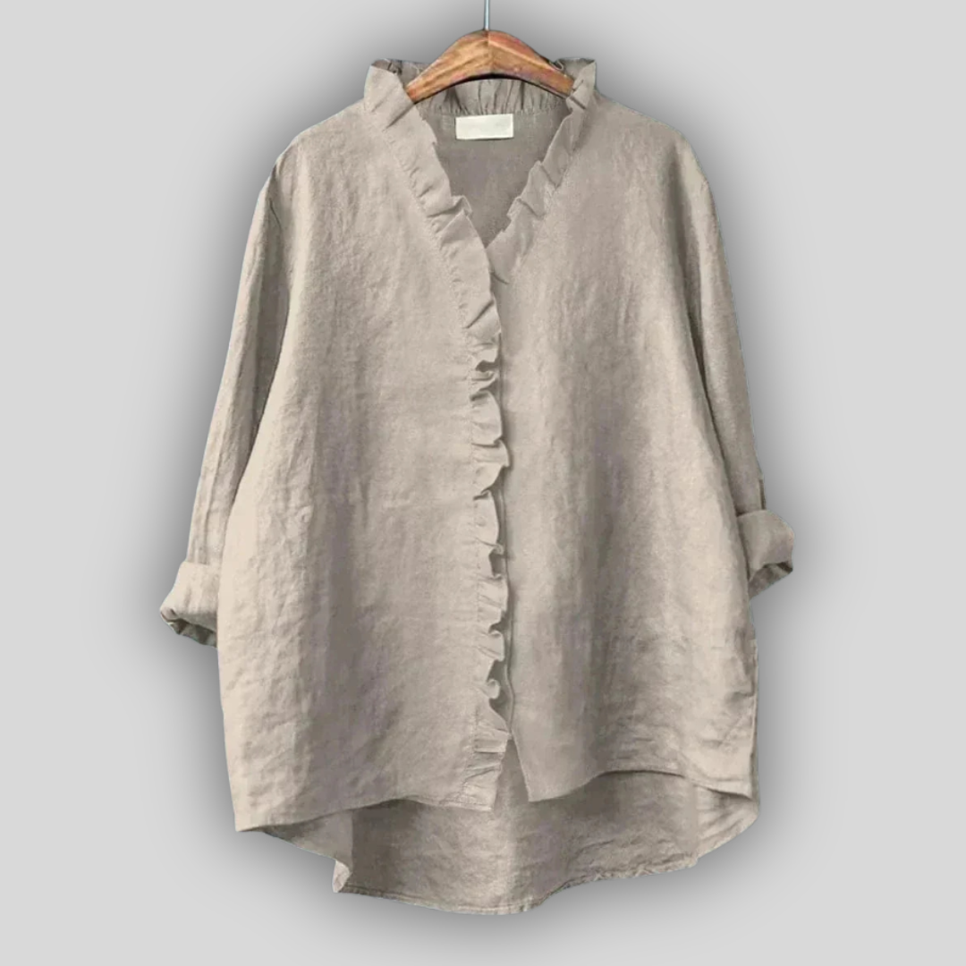 Linen Blouse in Earth Tones