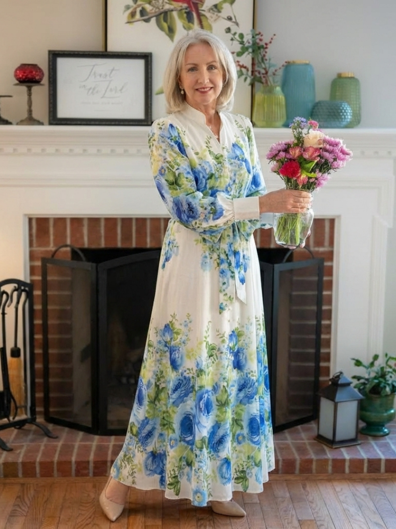 Harper | Long Sleeve Button-Front Maxi Dress