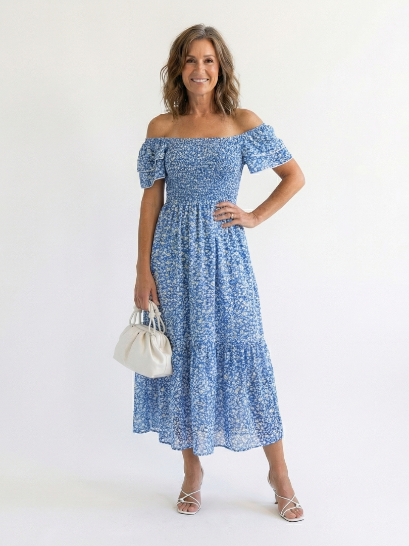 Odette | Floral Cold-Shoulder Midi Dress