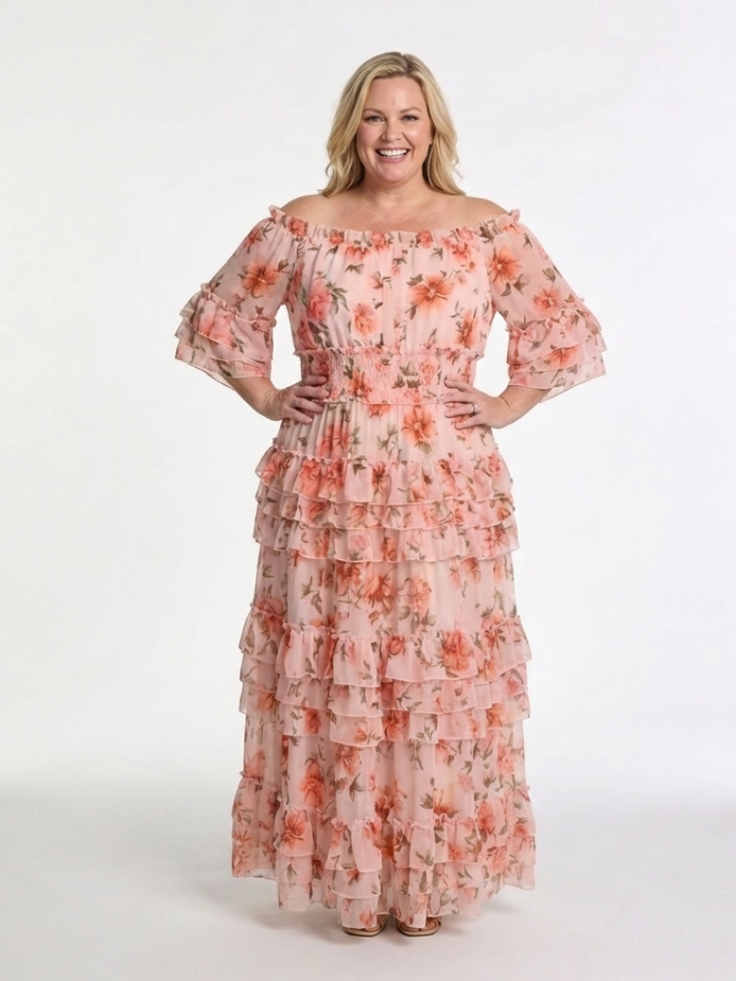 Rosalie | Floral Off-Shoulder Ruffle Maxi Dress