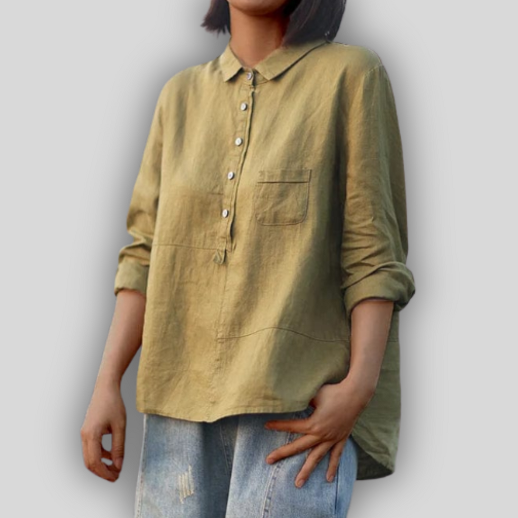 Linen Green Blouse Simplicity
