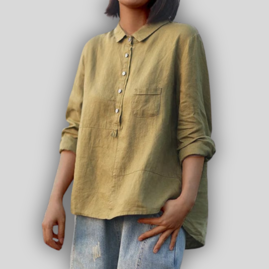 Linen Green Blouse Simplicity
