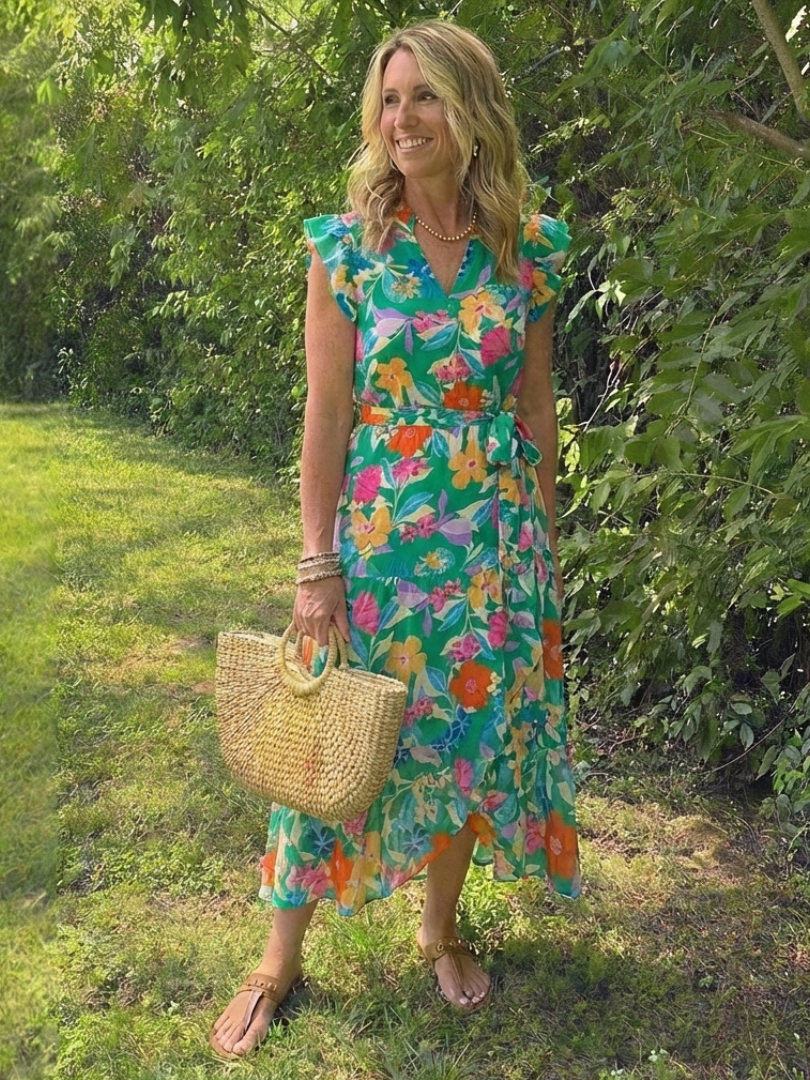 Lila | Floral V-Neck Midi Dress