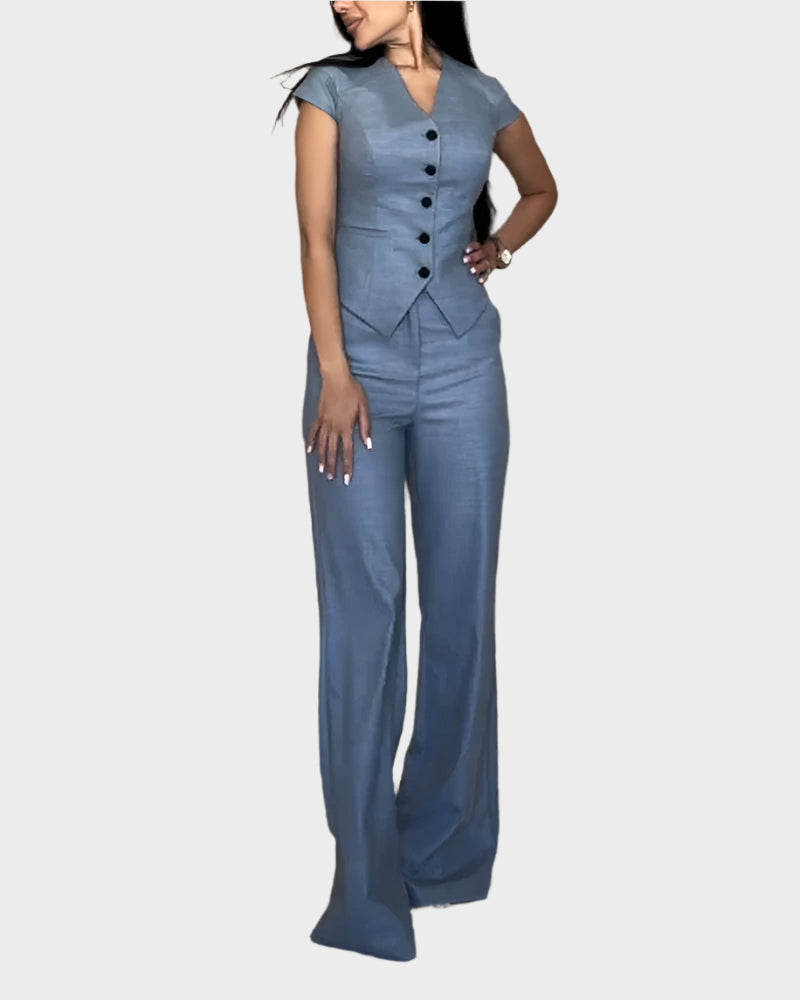 V-shaped Top and Pants Set