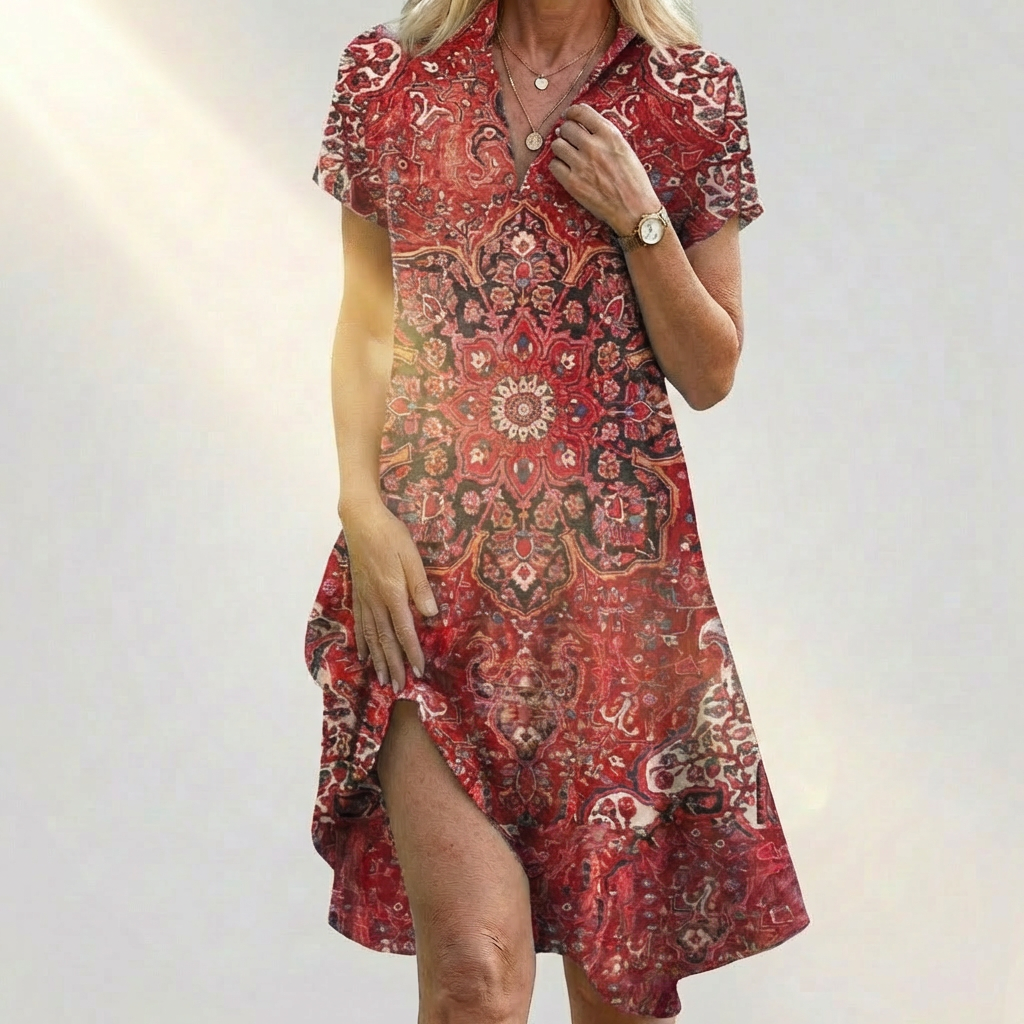 Marit – Dress with Print and V-Neck