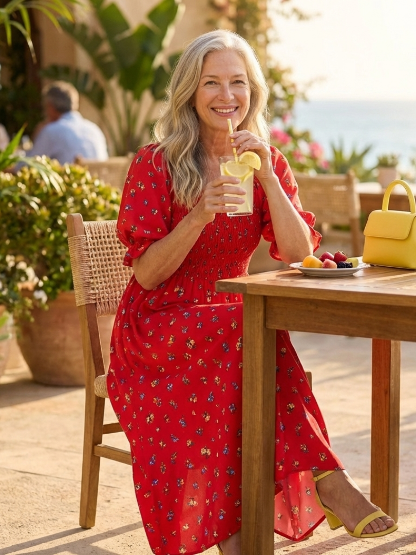 Delphine | Floral Square Neck Puff Sleeve Dress