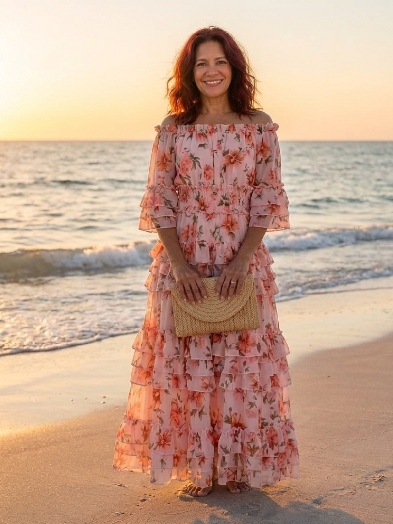 Rosalie | Floral Off-Shoulder Ruffle Maxi Dress