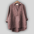White linen blouse with a V-neck
