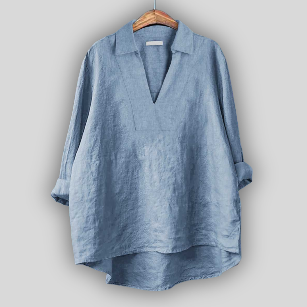 Linen Blouse Silver Elegance