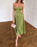 Liora | Elegant Midi Strapless Dress