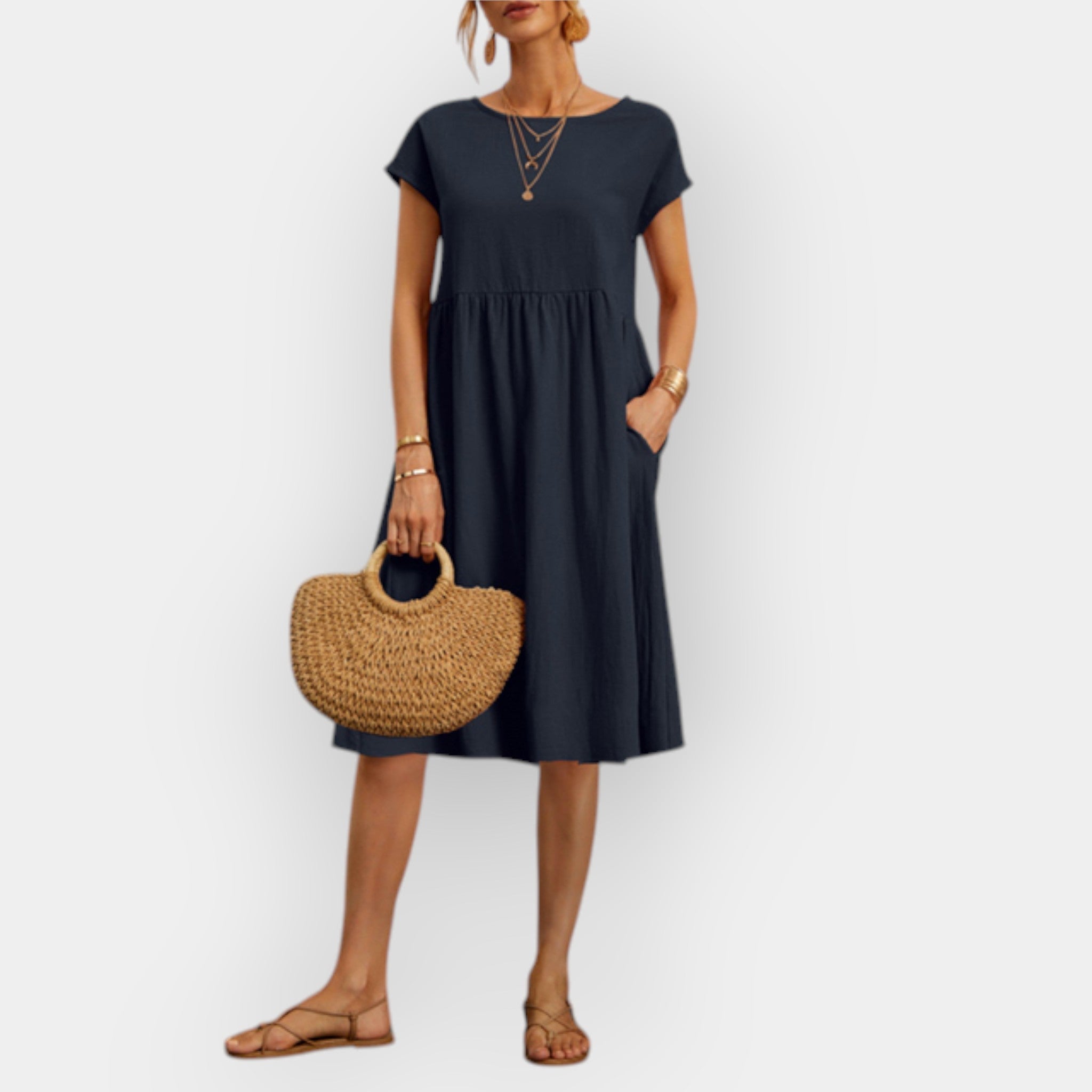Midi Dress with Minimalist Lines