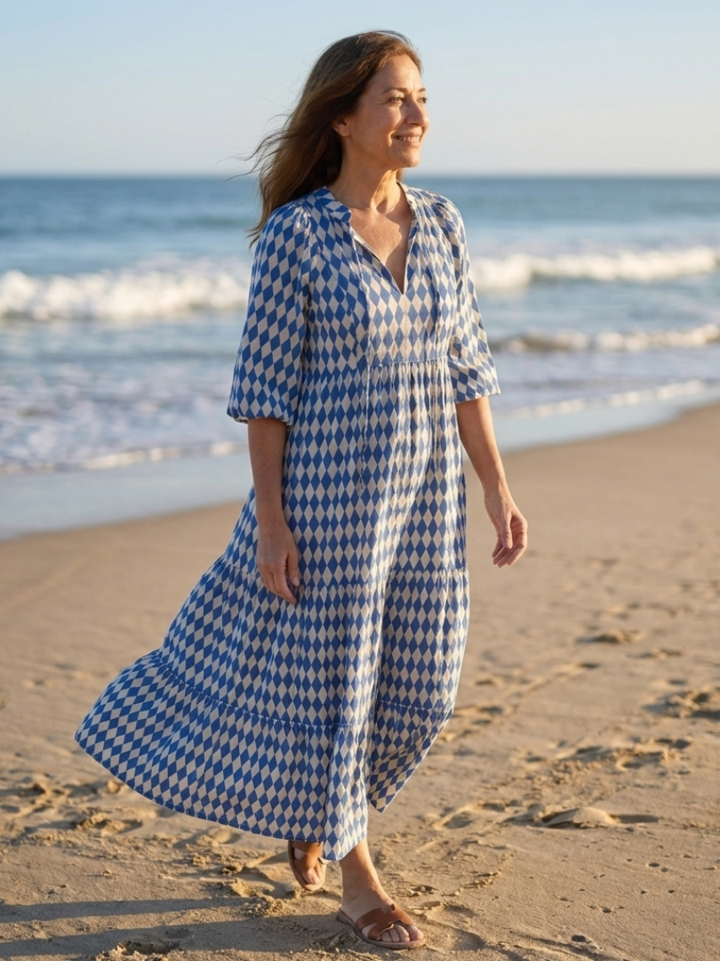 Elodie | Diamond Print Midi Dress