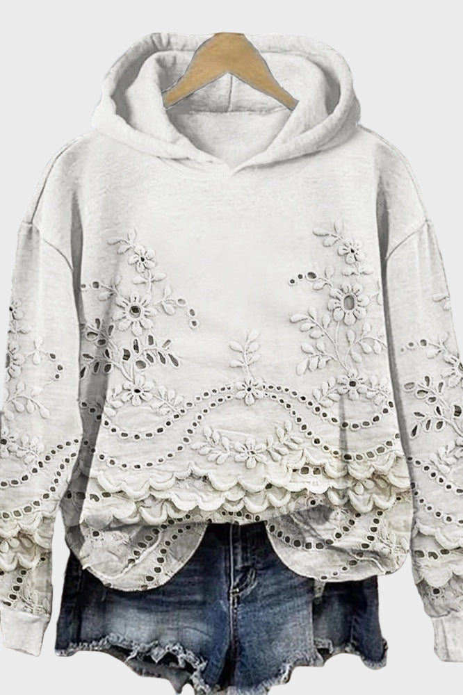 Hooded Top with Lace Green Meadow