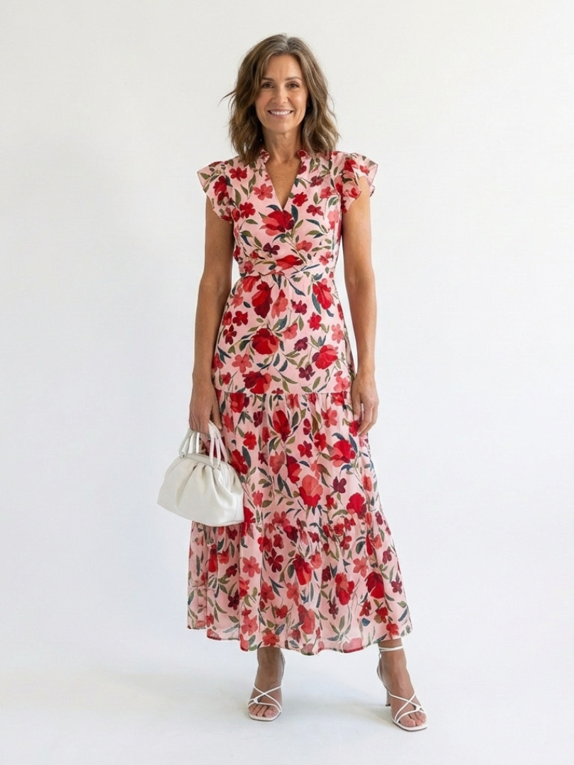 Lila | Floral V-Neck Midi Dress