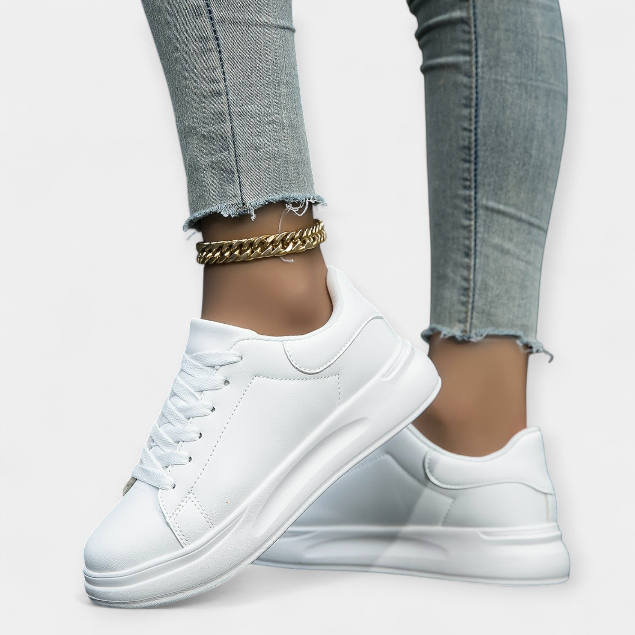 White Leather Sports Shoes