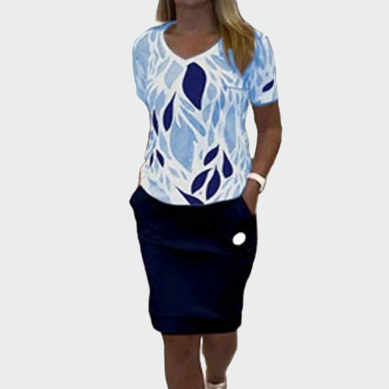 Stylish Set with Pattern and Elegant Skirt