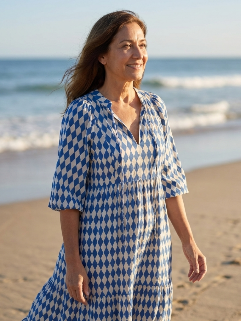 Elodie | Diamond Print Midi Dress