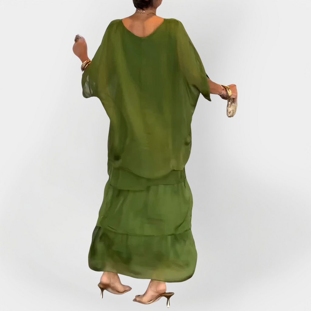 Pleated Dress with Two-Layer Effect