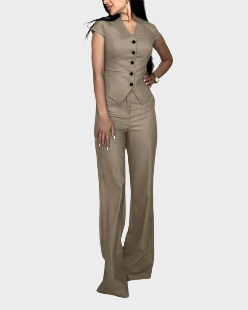 V-shaped Top and Pants Set