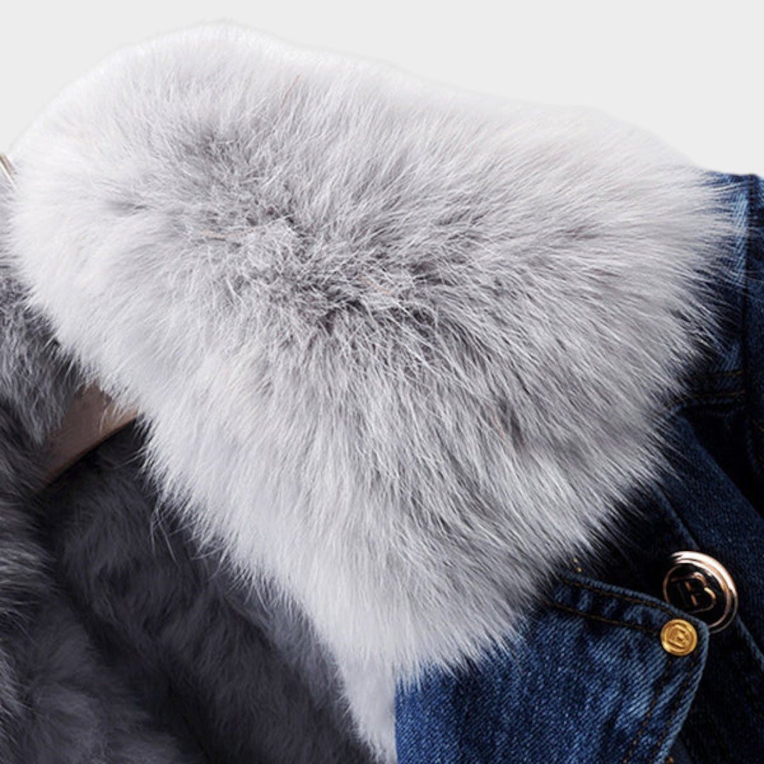 Alessia™ | Women's Denim Jacket with Fur Collar