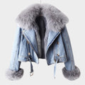 Alessia™ | Women's Denim Jacket with Fur Collar