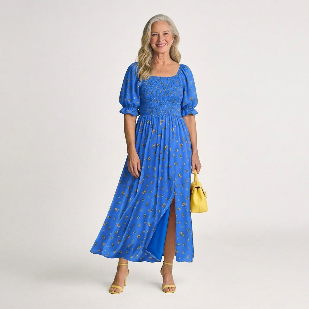 Delphine | Floral Square Neck Puff Sleeve Dress