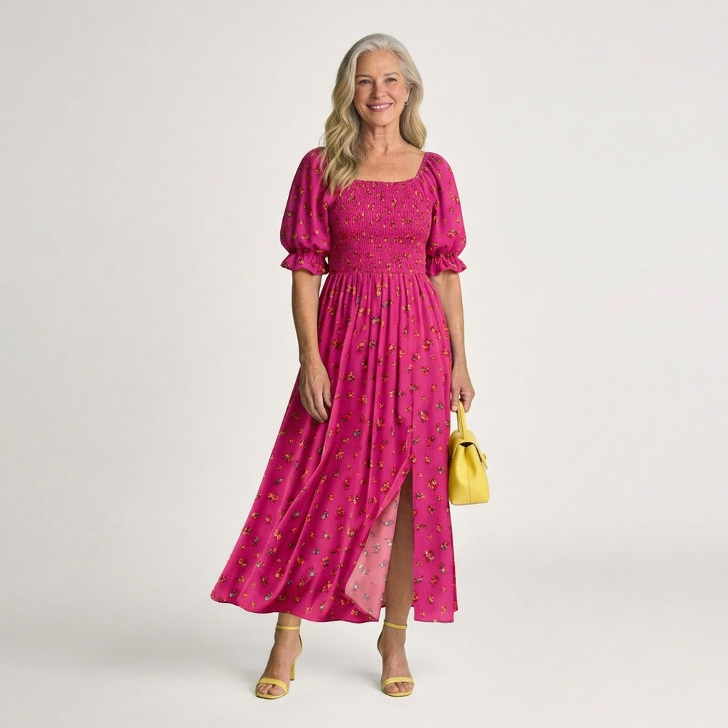 Delphine | Floral Square Neck Puff Sleeve Dress