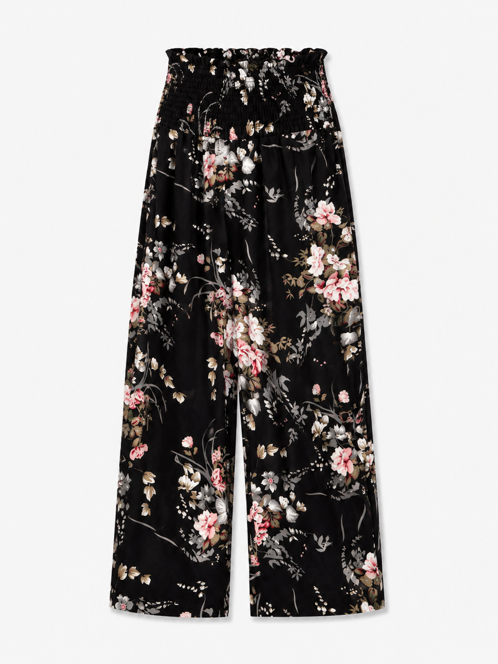 Printed Wide-Leg Trousers with Elastic Waist