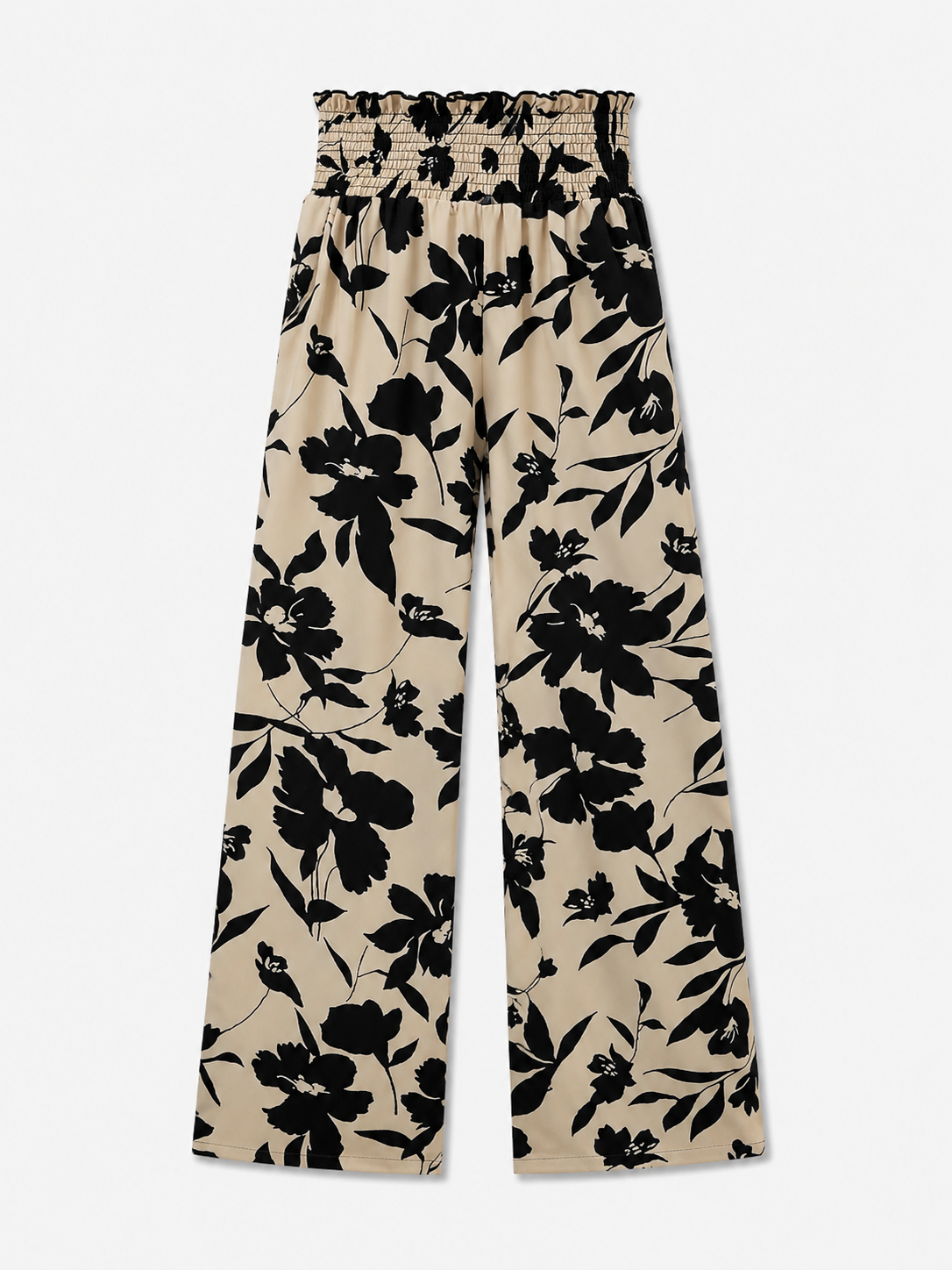 Printed Wide-Leg Trousers with Elastic Waist