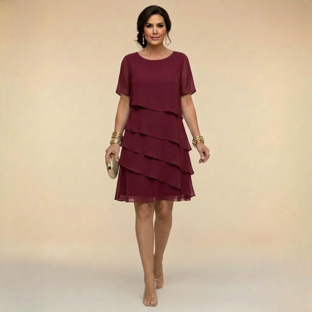 Elena - Layered Chiffon Midi Dress