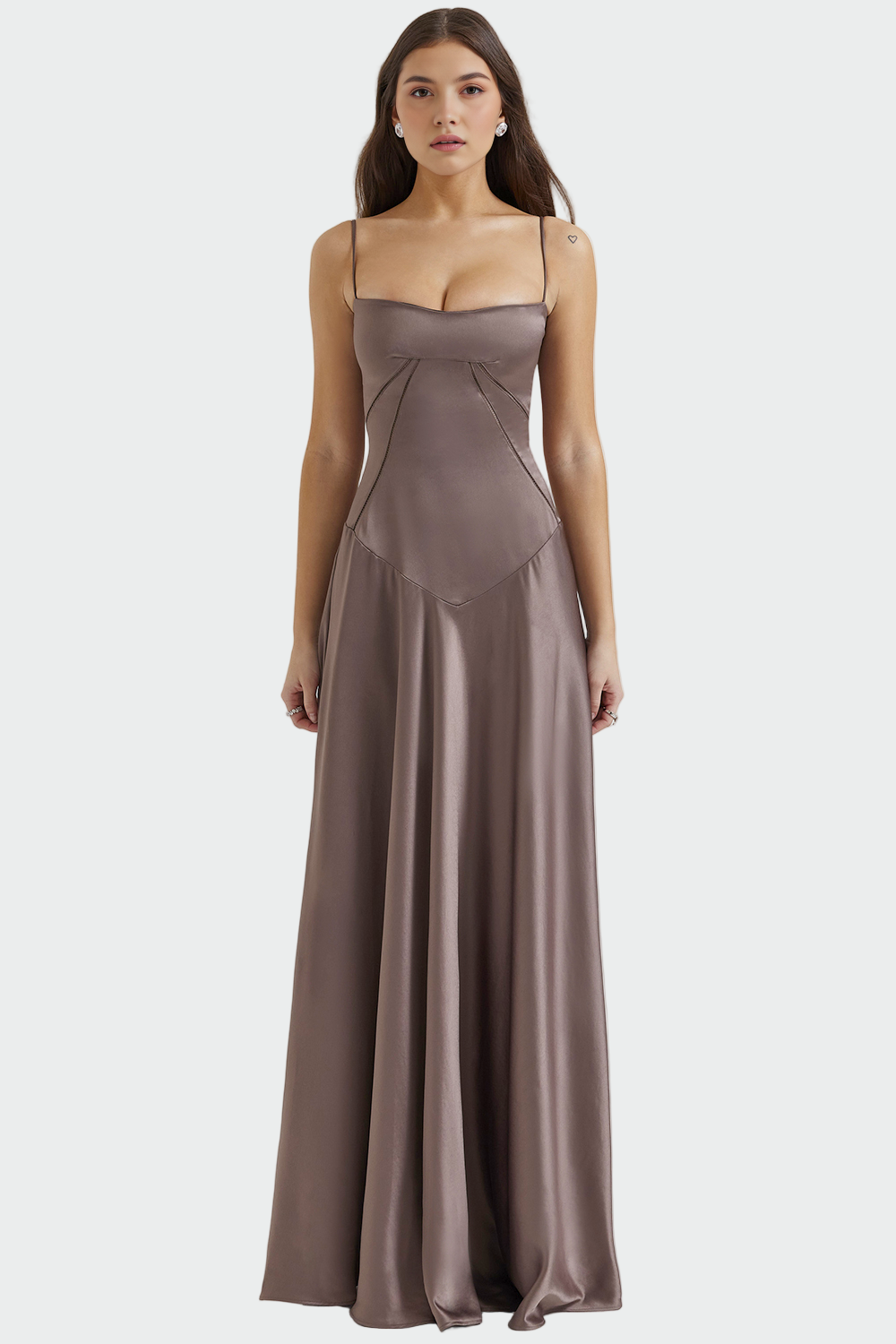 Satin Maxi Dress with Thin Straps