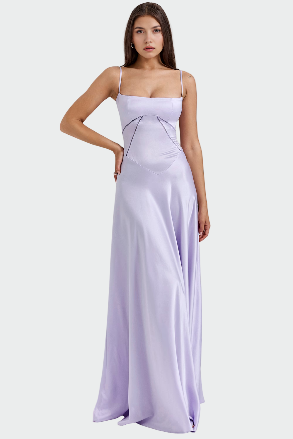 Satin Maxi Dress with Thin Straps