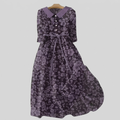 Violet - Floral Print Collared Maxi Dress with Bow Tie