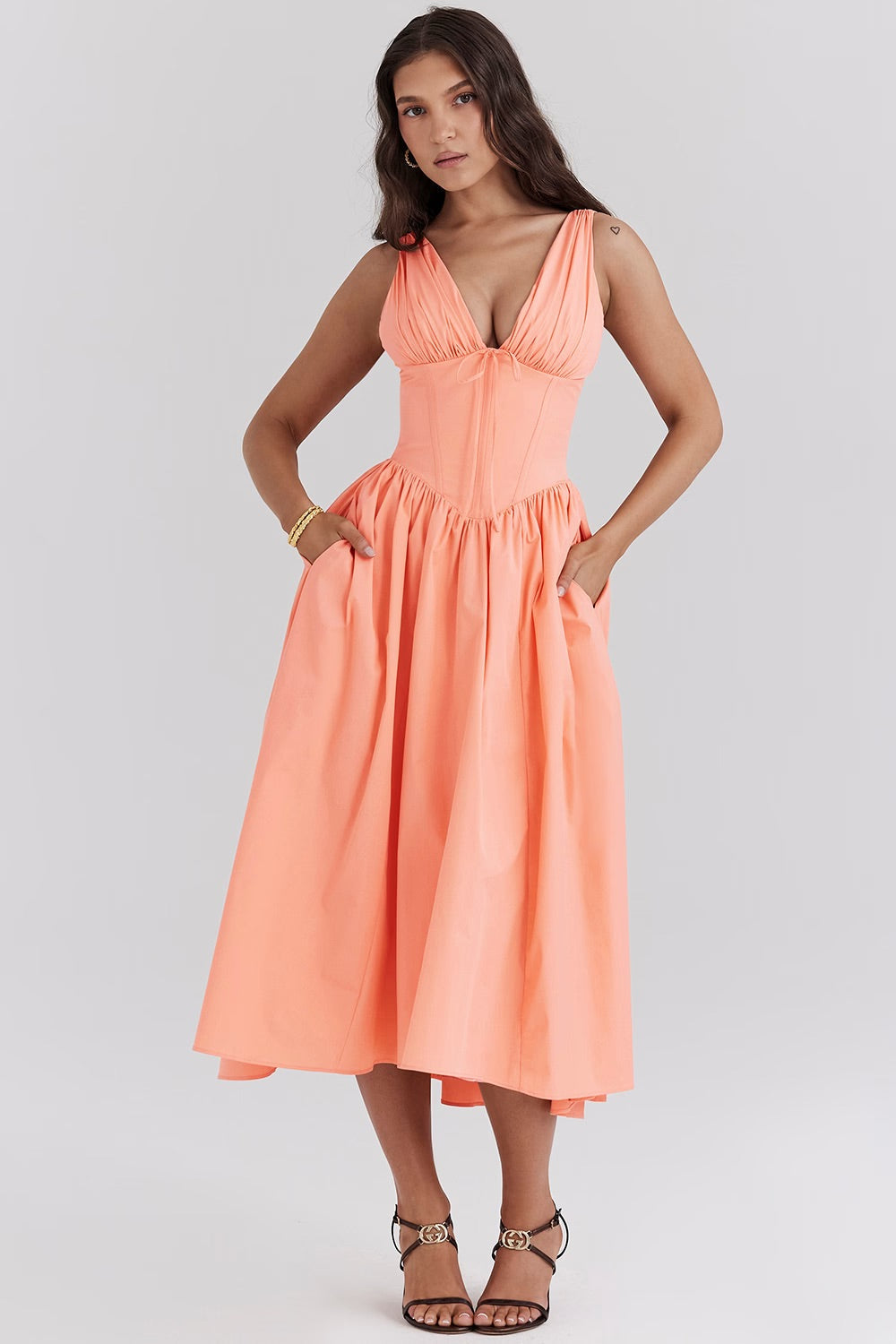 Midi Dress with Romantic Flowers
