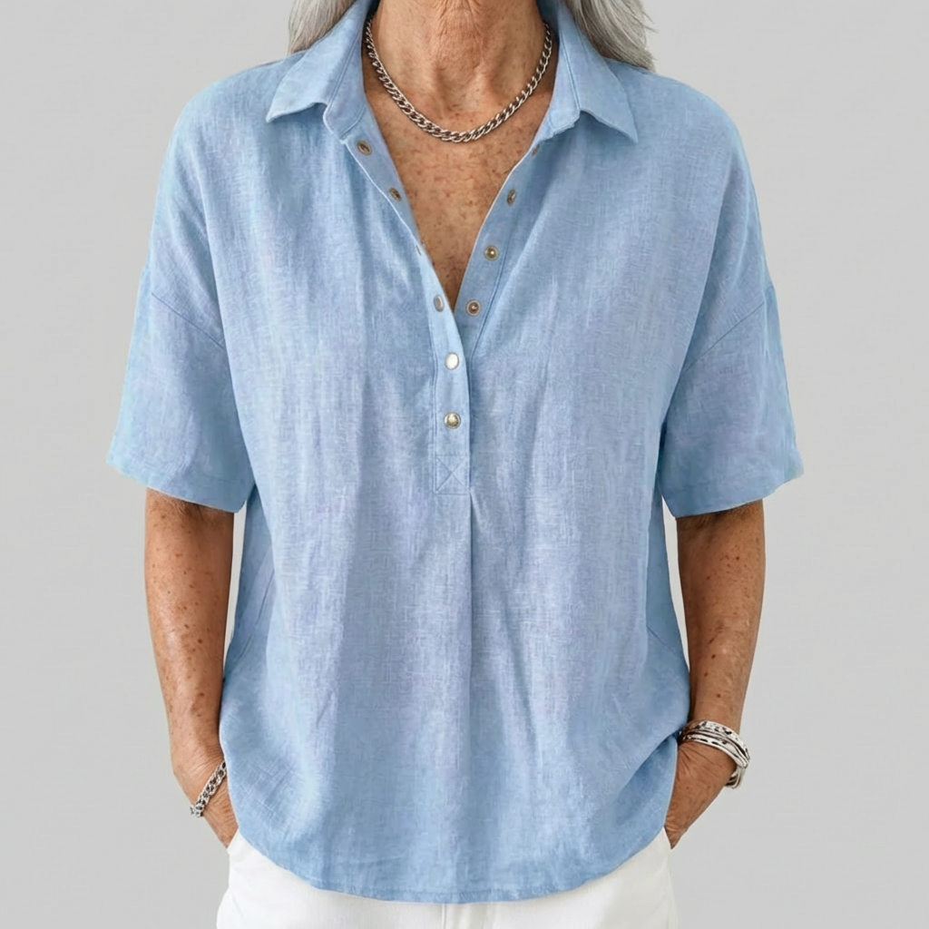 Tessa – Blouse with Collar and Button Detail
