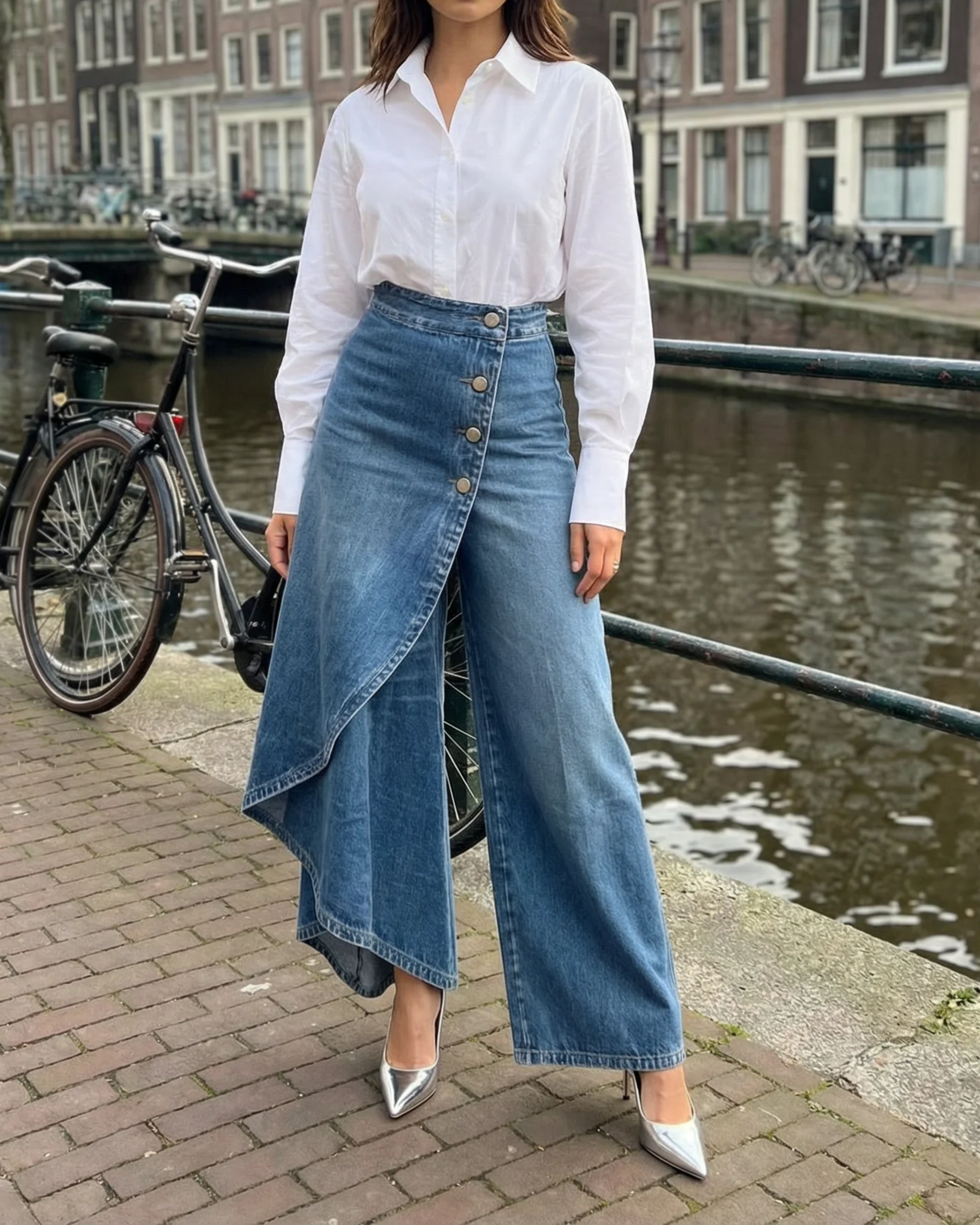 Ava™ – Wide-Leg Wrap Denim Jeans