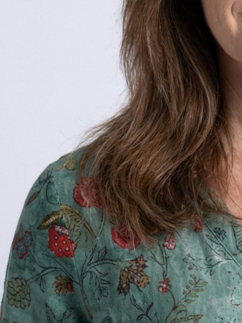 Marina | Floral V-Neck Three-Quarter Sleeve Maxi Dress