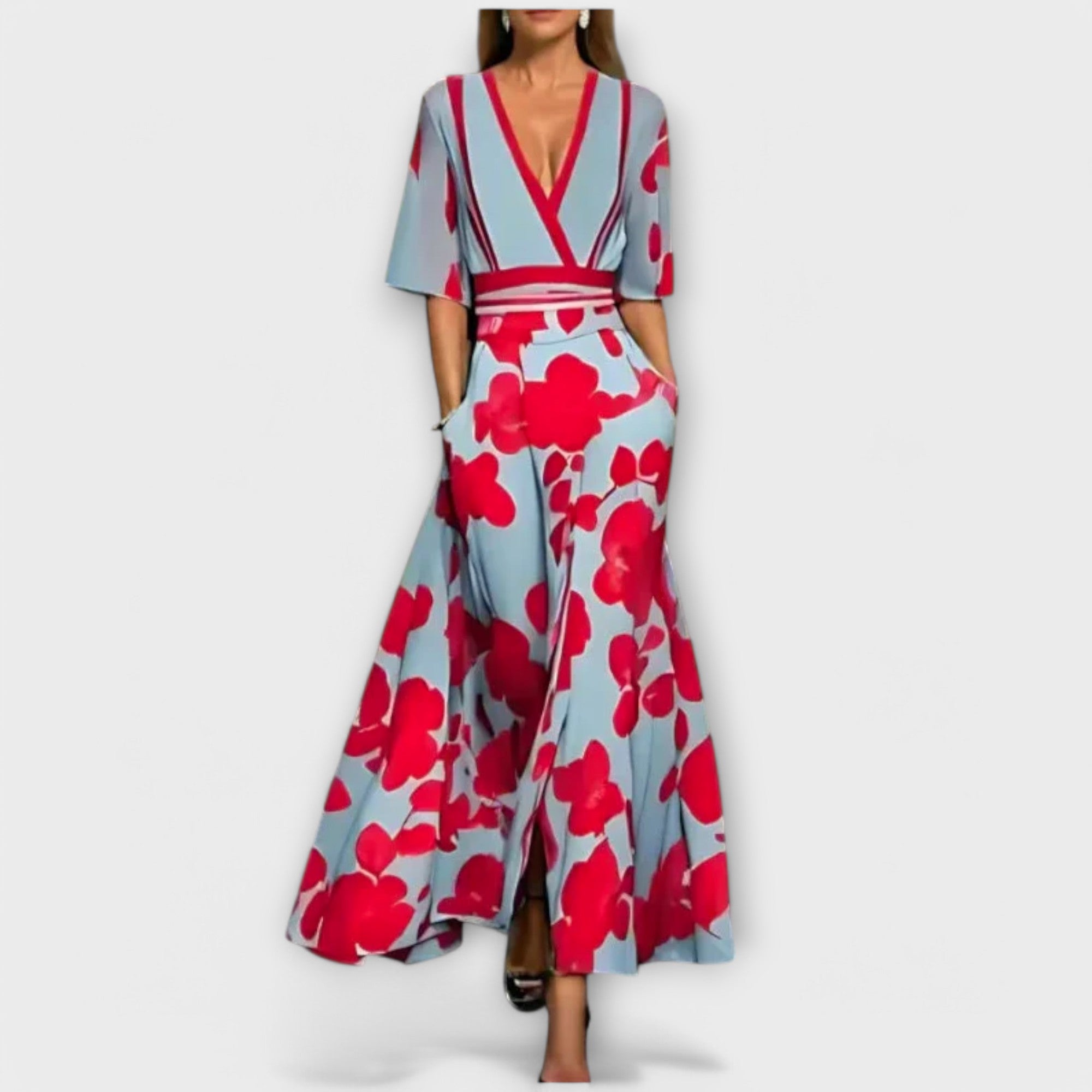 Isabela - Elegant Dress with Floral Motifs